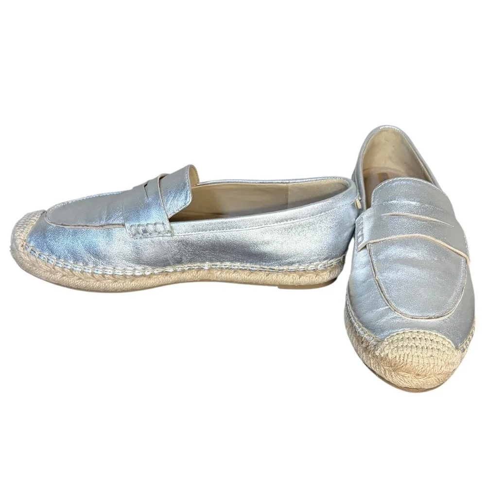 Sam Edelman Kai Silver Espadrille Loafer‎ Metallic Women's Size 7